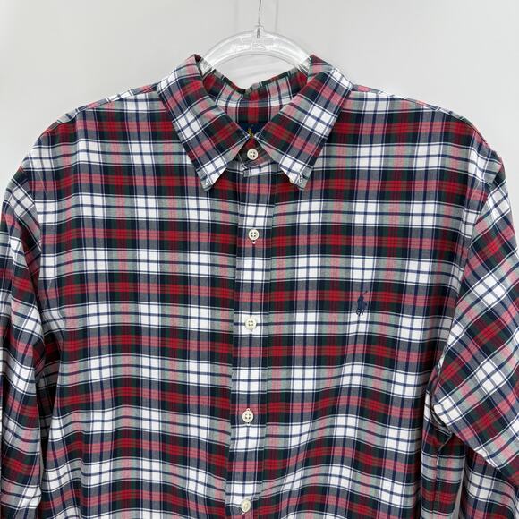 RALPH LAUREN Mens Cotton Button Down Plaid Shirt Size L Long Sleeve Relaxed - Picture 2 of 9